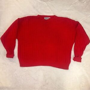 Vintage TLC by Lambert 90s Red Cable Knit Crewneck Sweater Size XL